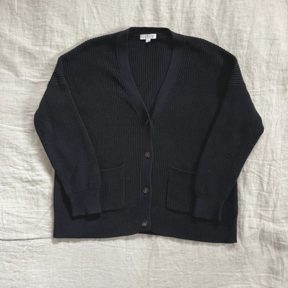 J.Crew Cotton Cashmere Cardigan Womens M Black